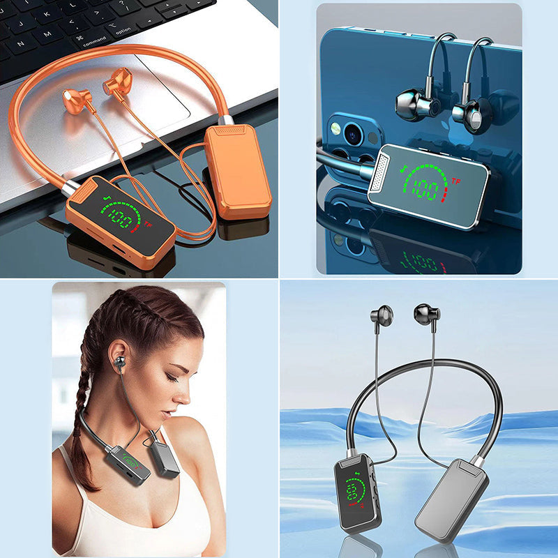 Neckband Digital Display Bluetooth Headset