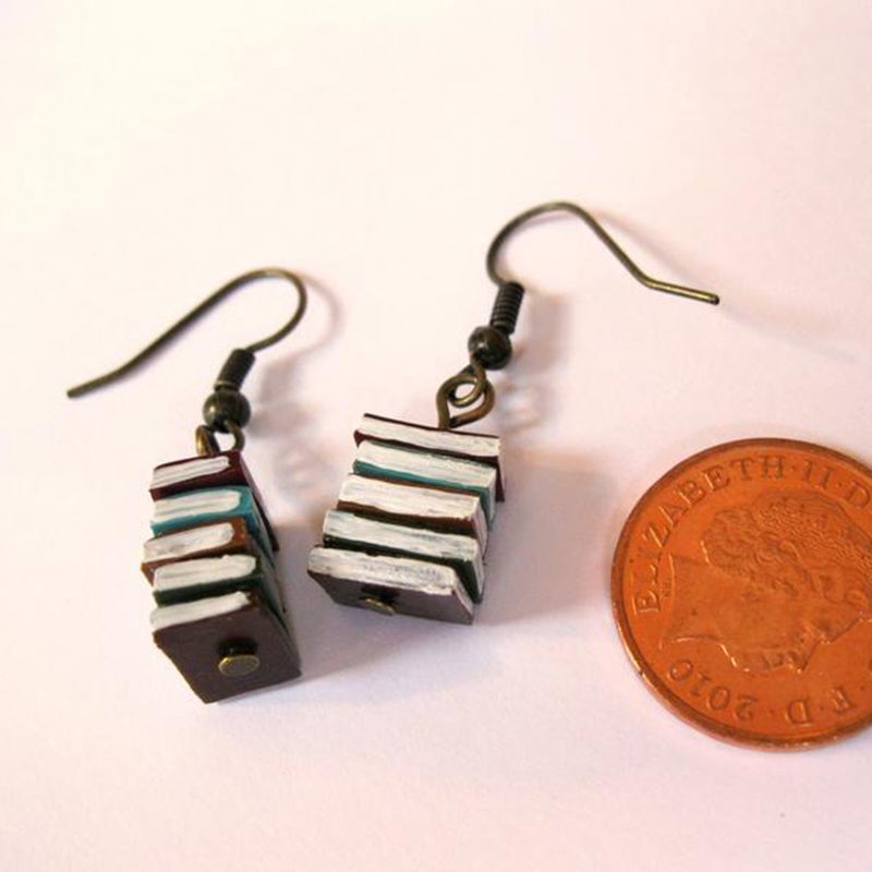 Classic Stack of Books Earrings