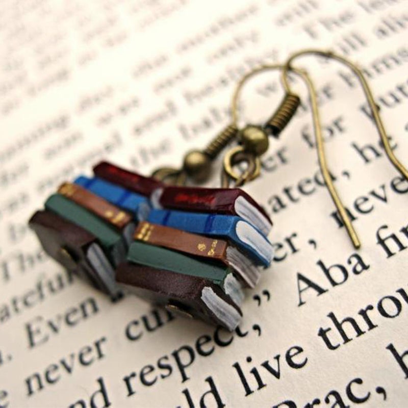 Classic Stack of Books Earrings