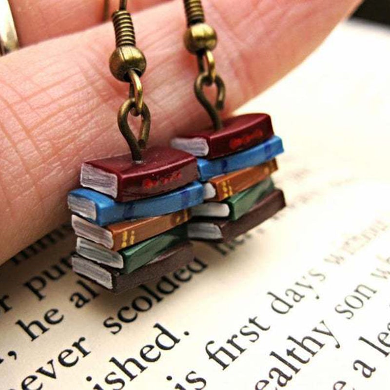 Classic Stack of Books Earrings