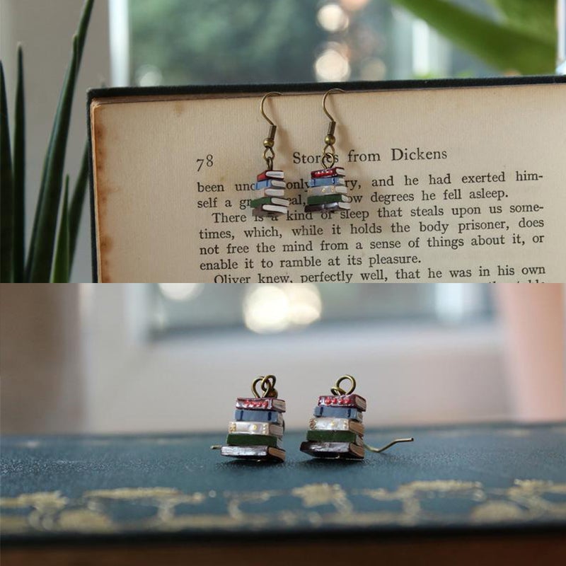 Classic Stack of Books Earrings