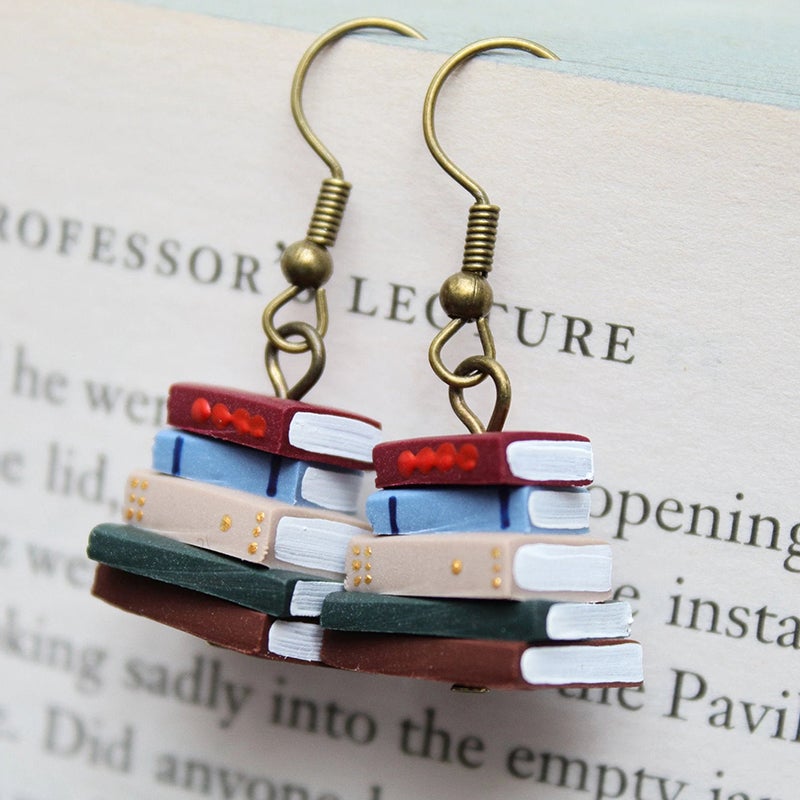 Classic Stack of Books Earrings