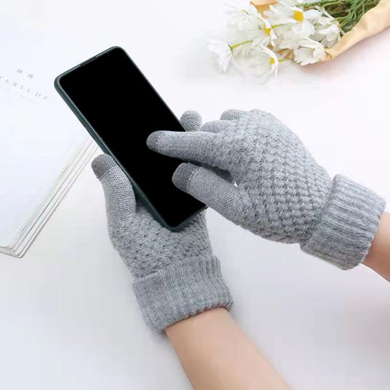 Jacquard Thick Warm Touch Screen Gloves for Women