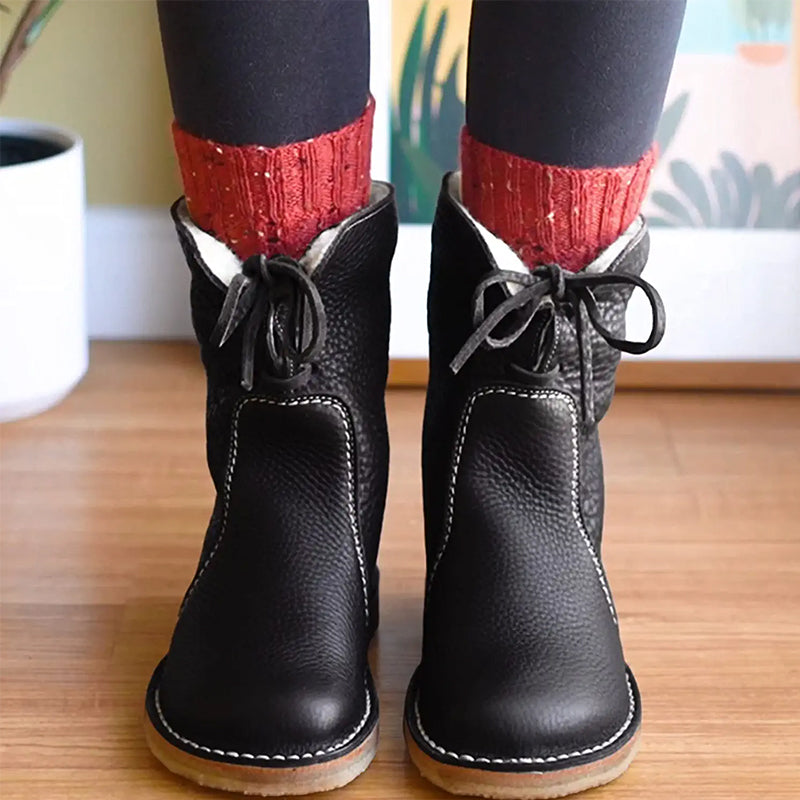 Women's Vintage Buttery Soft Waterproof Snow Wool Lining Boots