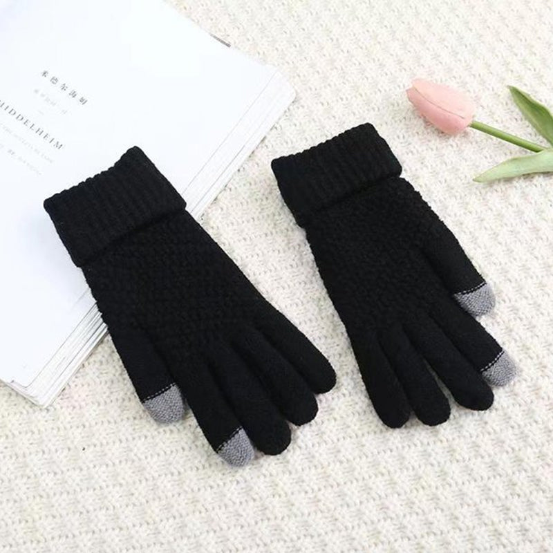 Jacquard Thick Warm Touch Screen Gloves for Women