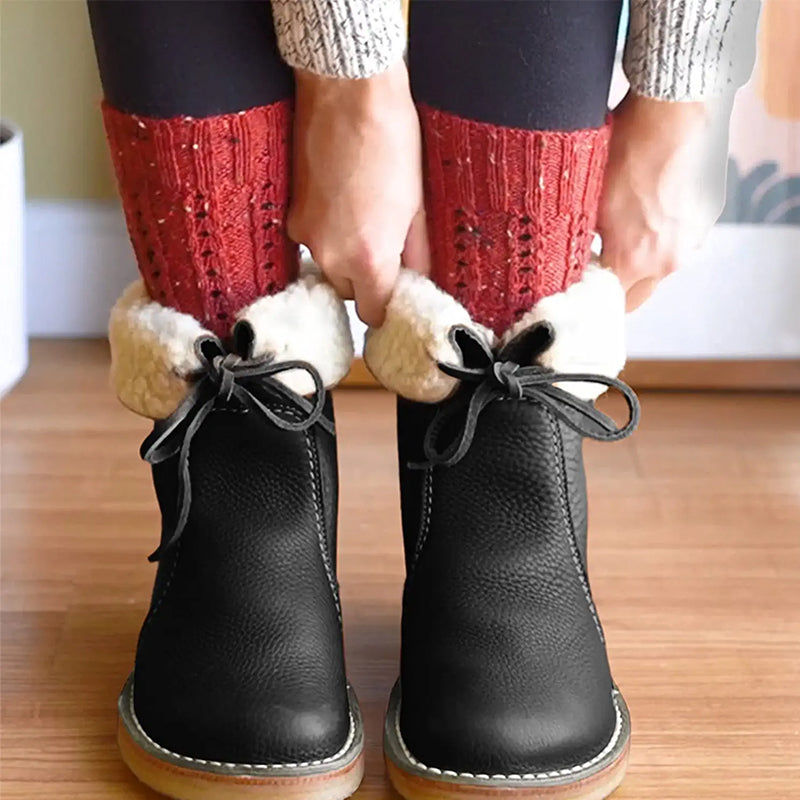 Women's Vintage Buttery Soft Waterproof Snow Wool Lining Boots