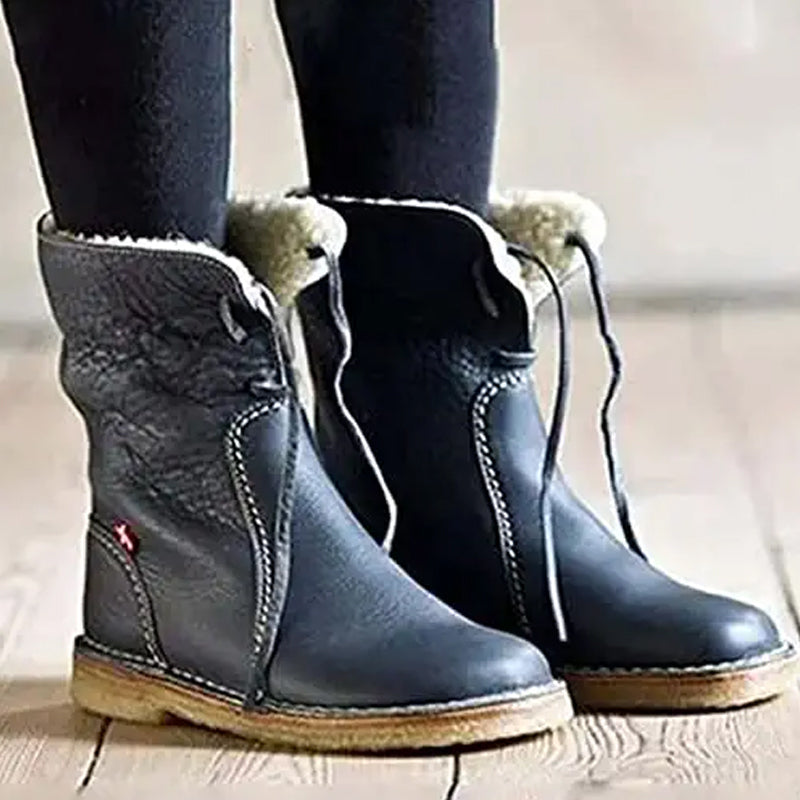 Women's Vintage Buttery Soft Waterproof Snow Wool Lining Boots