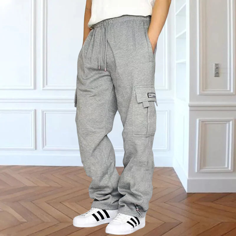 Men's Cargo Sweatpants with Pockets Casual Solid Loose Sports Trousers