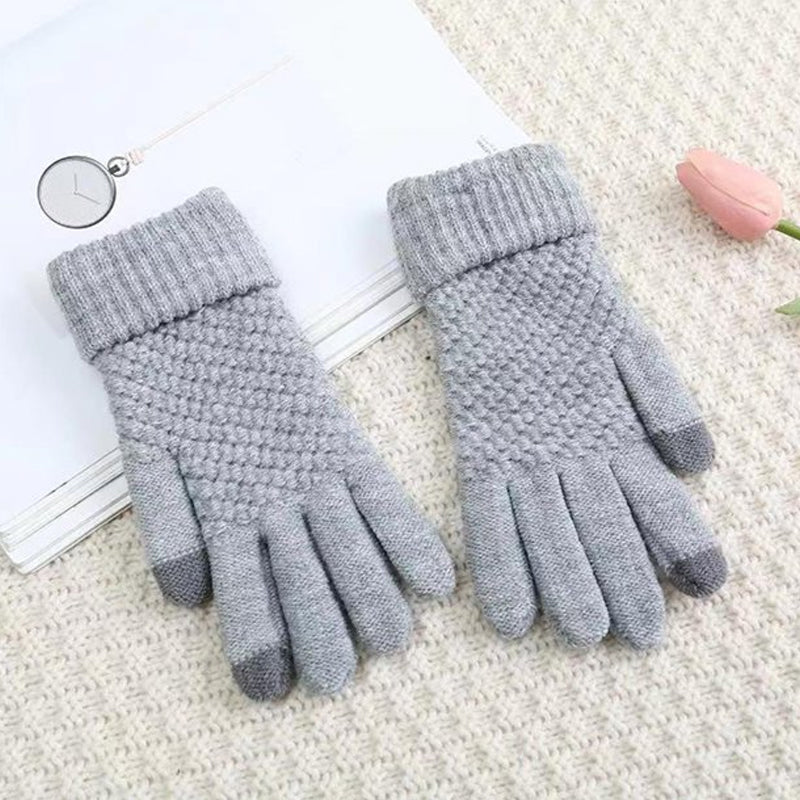 Jacquard Thick Warm Touch Screen Gloves for Women