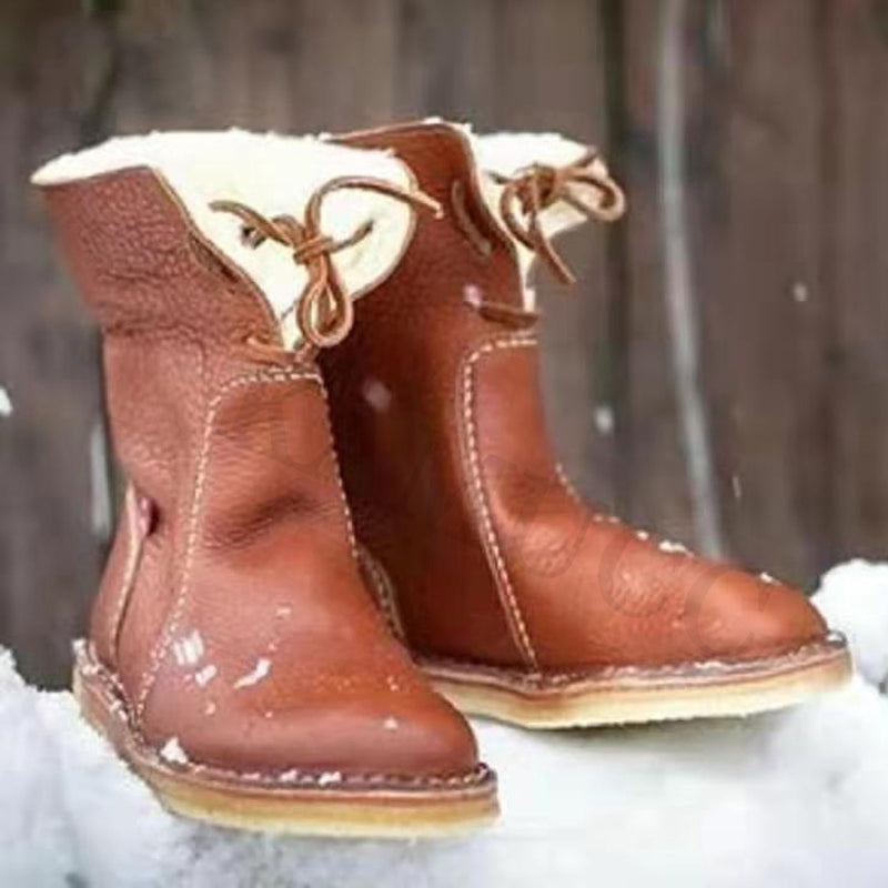 Women's Vintage Buttery Soft Waterproof Snow Wool Lining Boots