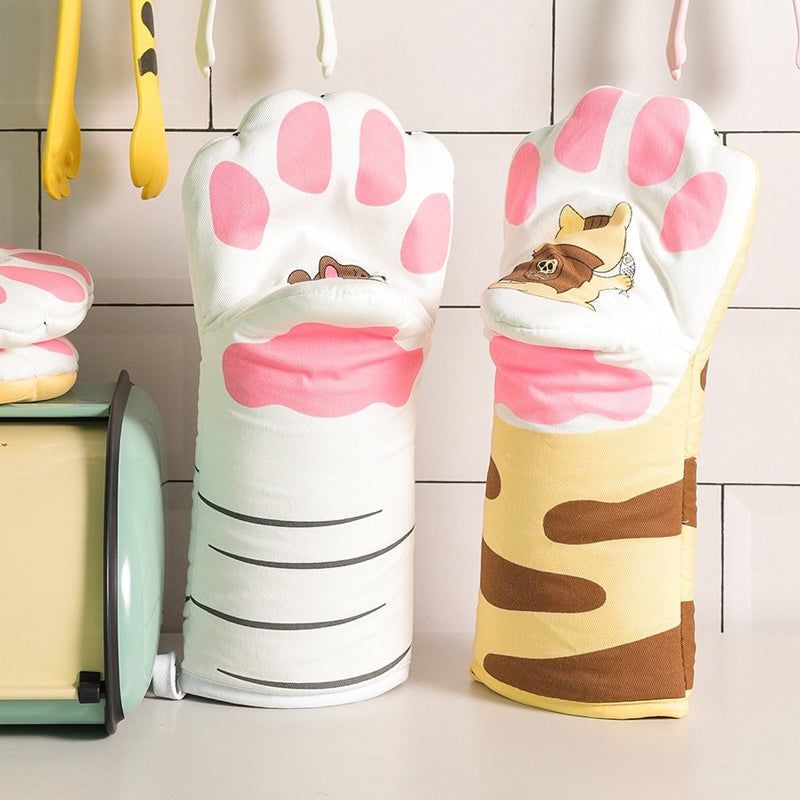 Cute Cat Paw Oven Mitts Gloves