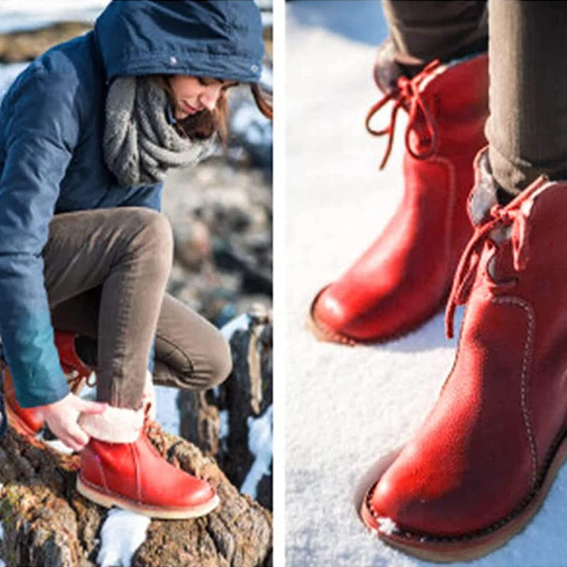 Women's Vintage Buttery Soft Waterproof Snow Wool Lining Boots