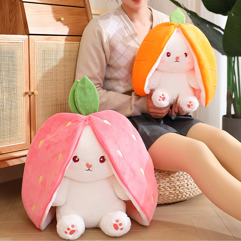 Rabbit Muppet Toys, Funny Reversible Carrot Strawberry Bunny Plush Doll