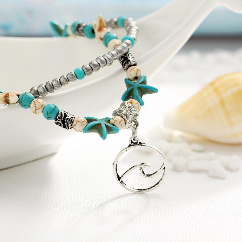 Summer Beach Ocean Wave Anklet