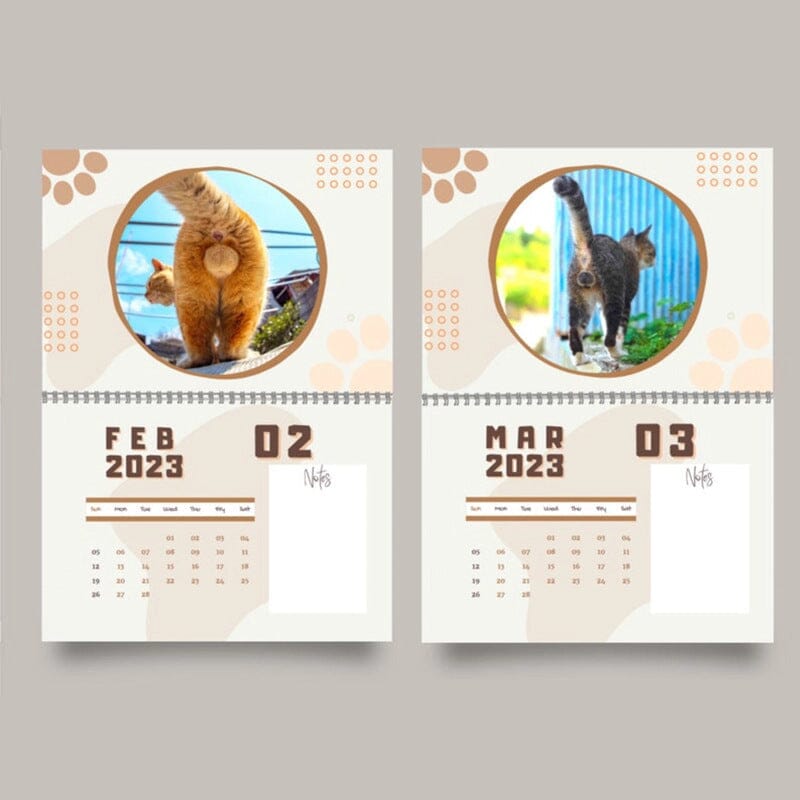 2023 Funny Pets Calendar - Pissed-Off Cats & Cat's Butt & Dogs Pooping