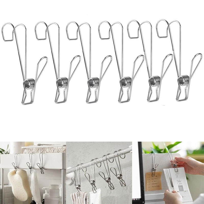 Stainless Steel Metal Long Tail Clip with Hooks