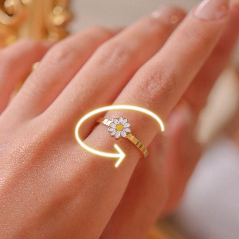 Daisy Spinner Ring, Stress Relief Ring, Fidget Anxiety Ring