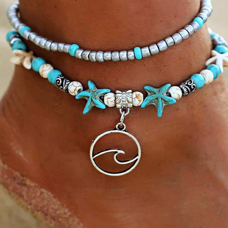 Summer Beach Ocean Wave Anklet