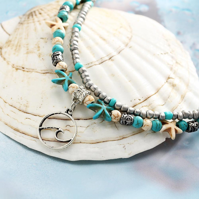 Summer Beach Ocean Wave Anklet