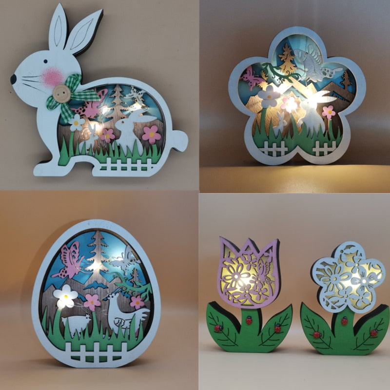 Wooden Easter Decoration with LED Light