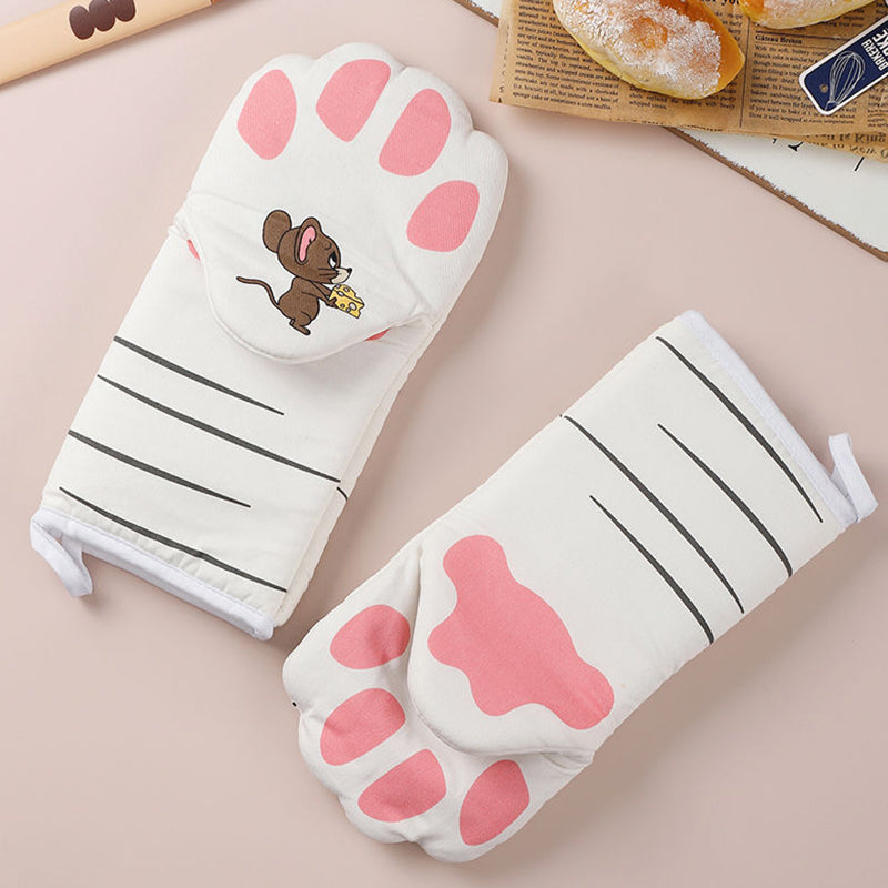 Cute Cat Paw Oven Mitts Gloves