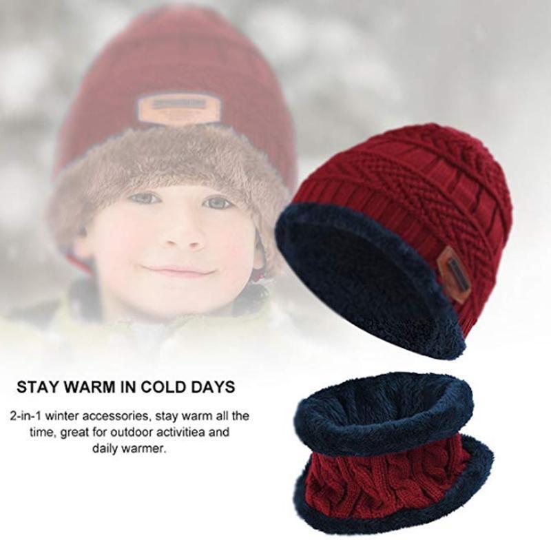 Warm Beanie Cap With Scarf Unisex