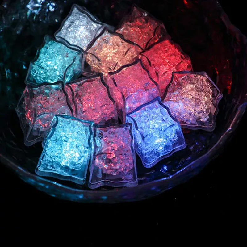 🧊12pcs LED Ice Cube Bath Toy, Multicolour Decoration LED Ice Cubes Light