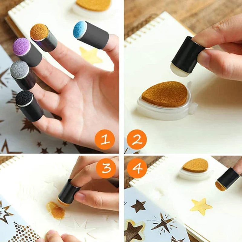 DIY Embossing Painting Template with Inkpad Fingertip Applicator Tool