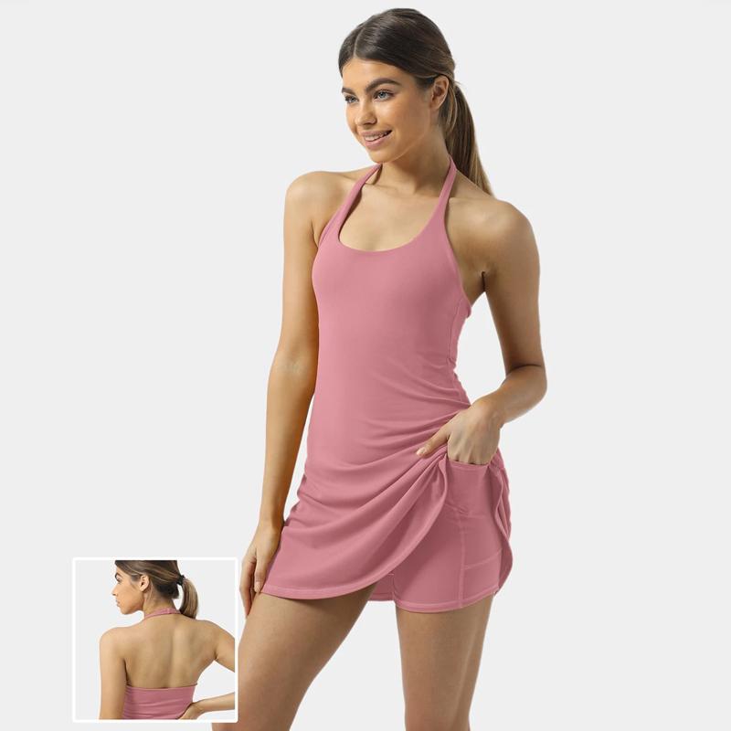 2-in-1 Women's Sleeveless Exercise Tennis Dress with Built