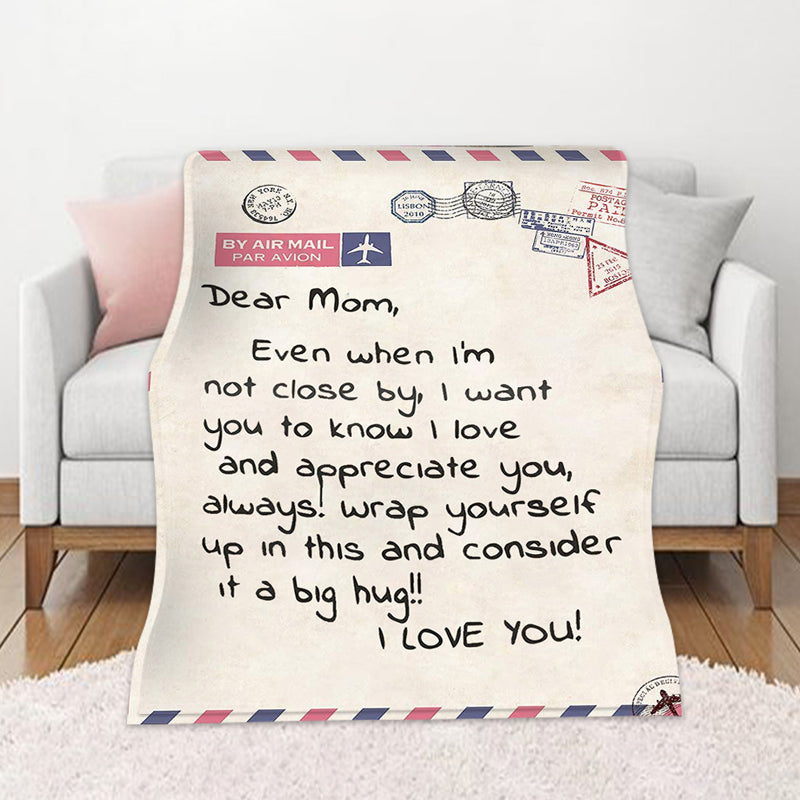 Letter Printed Flannel Throw Blanket Gift for Mom