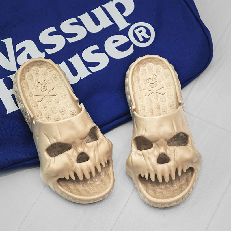 Skull Design Single Band Slippers for Men