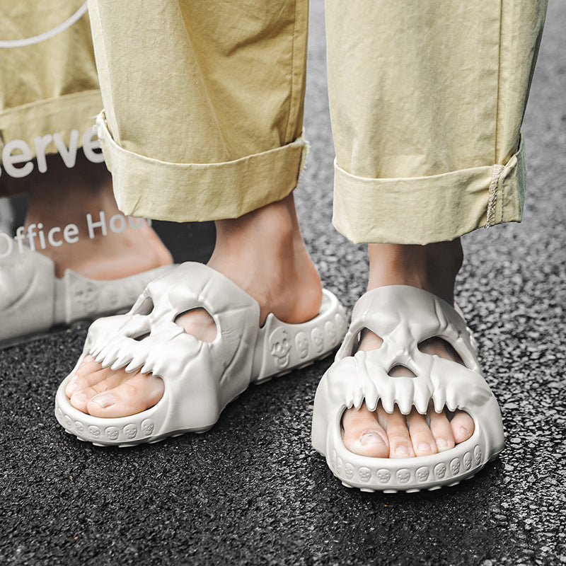 Skull Design Single Band Slippers for Men