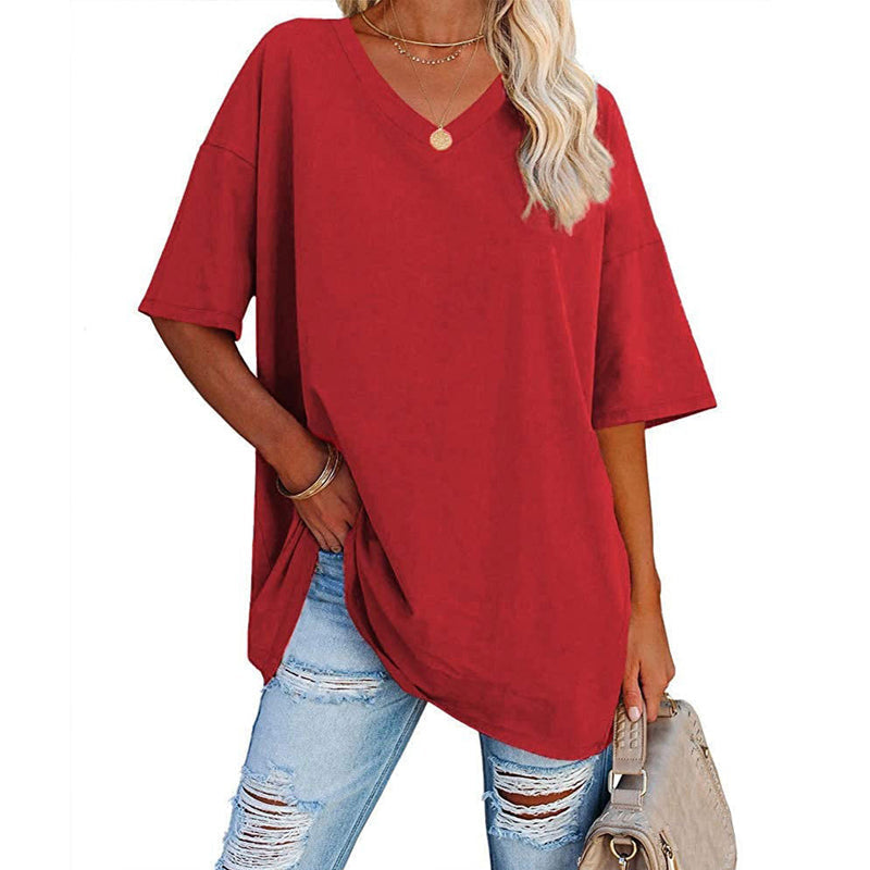 Ladies V-Neck T-Shirt with Half Sleeve