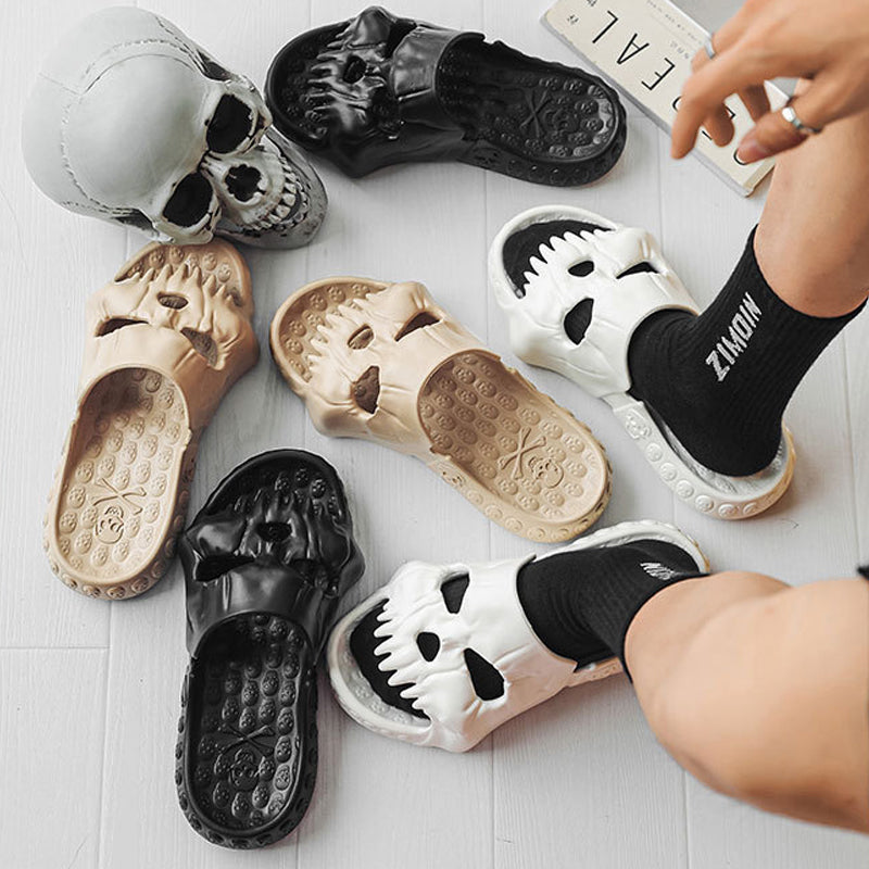 Skull Design Single Band Slippers for Men