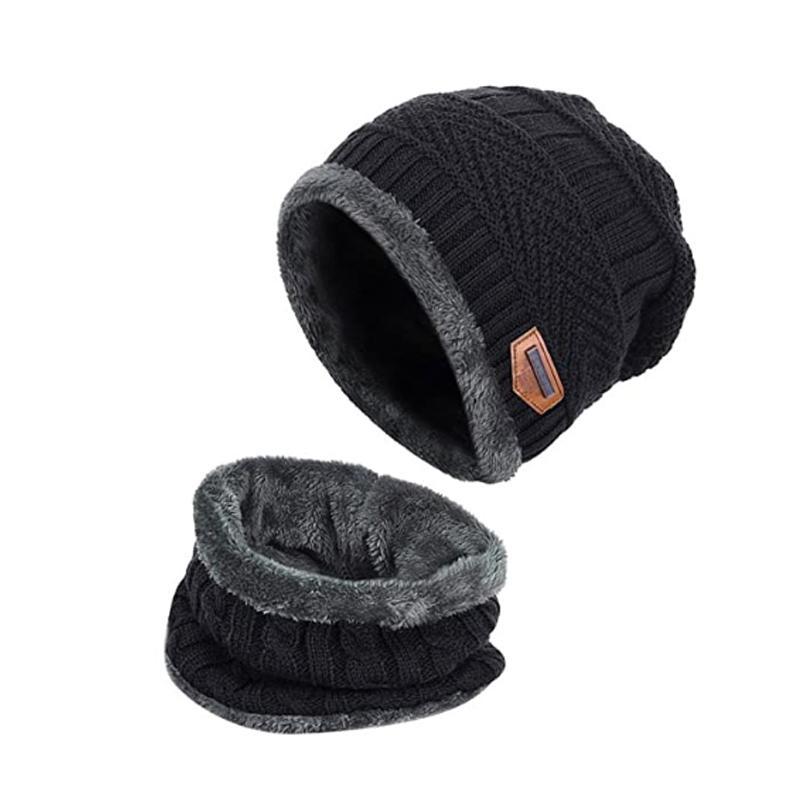 Warm Beanie Cap With Scarf Unisex