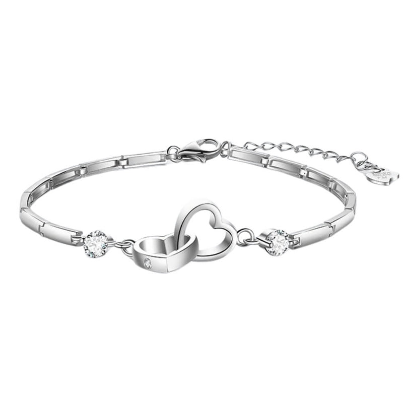 925 Sterling Silver Soul Sister Double-Heart Bracelet - Meaningful Gift for Bestie & Sister