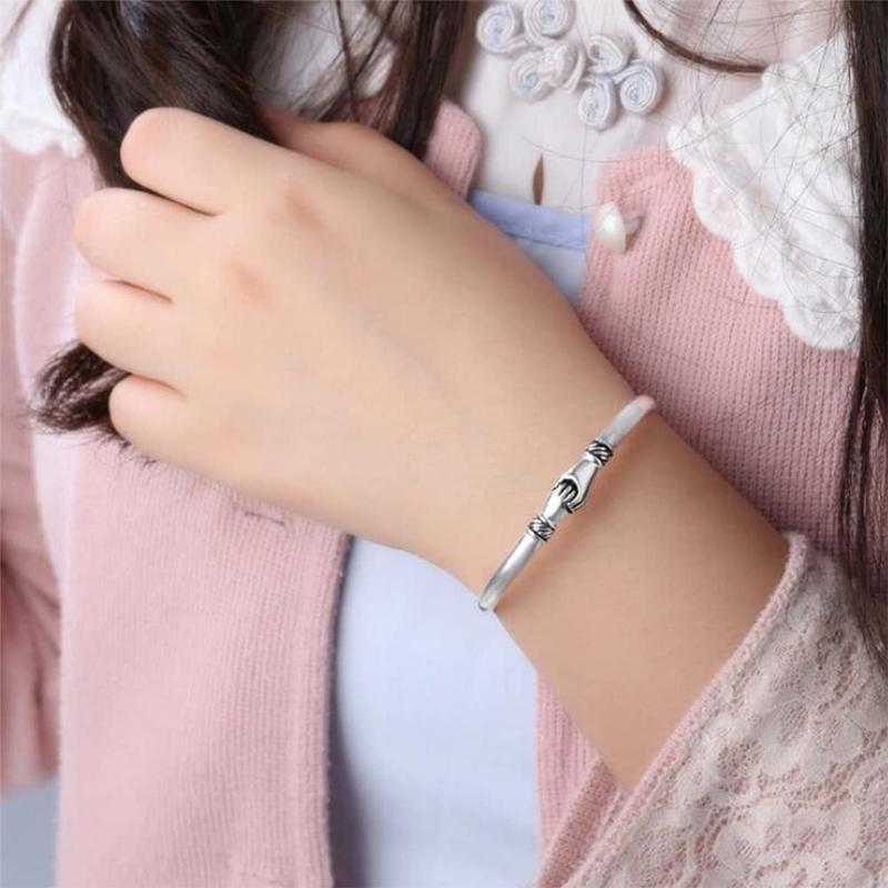 🤝Minimal Hug or Handshake Silver Bracelet Stunning Friendship Bracelet