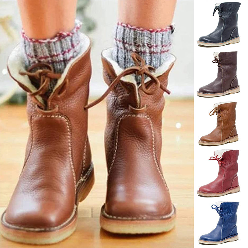 Women's Vintage Buttery Soft Waterproof Snow Wool Lining Boots