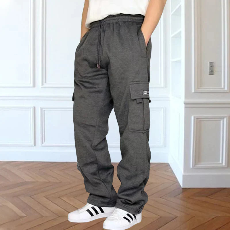 Men's Cargo Sweatpants with Pockets Casual Solid Loose Sports Trousers