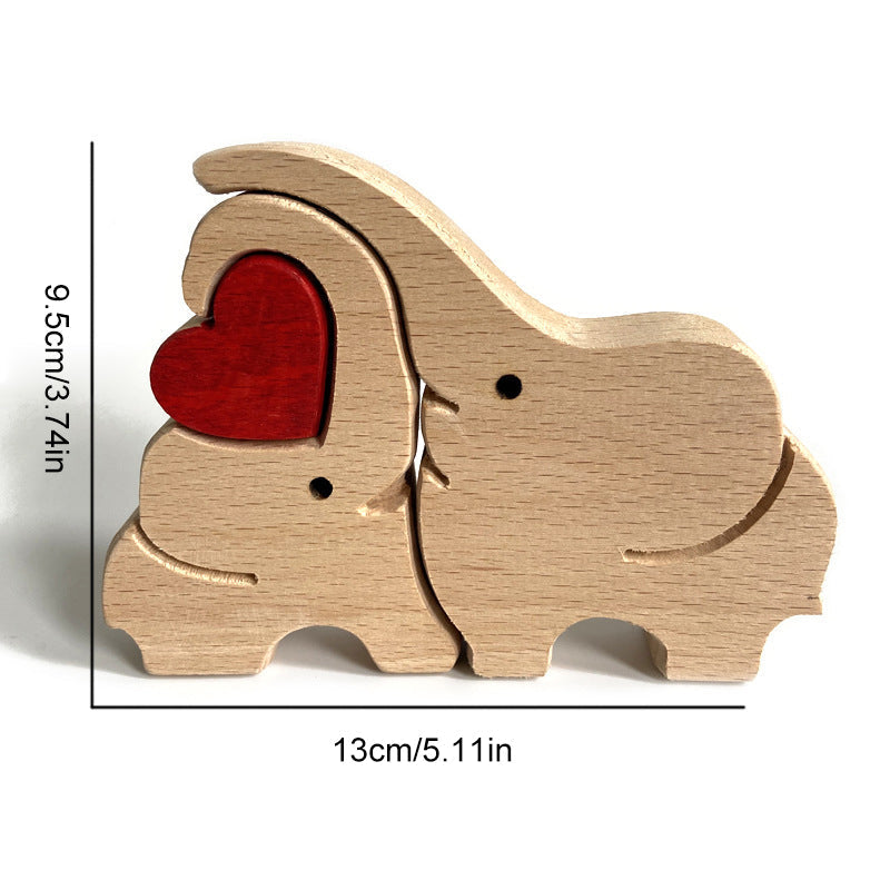 Cute Animal Family Ornament, Wooden Puzzle Figurine - 🎁Love Gift