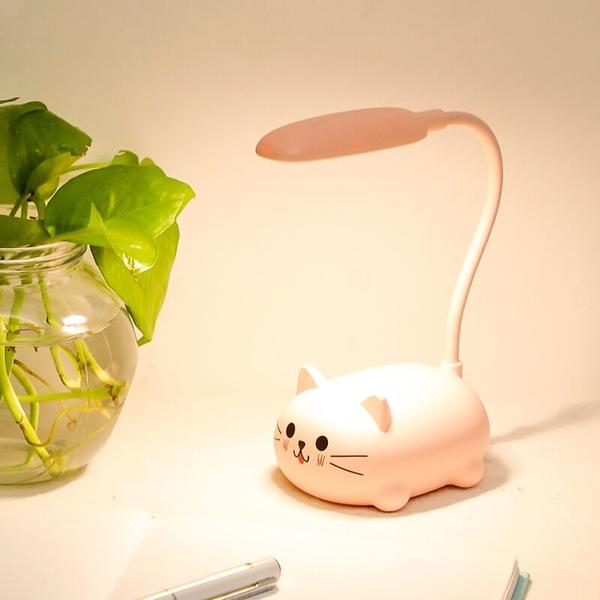 Mini Cartoon Cat LED Eye Protection Reading Lamp USB Rechargeable Desk Lamp