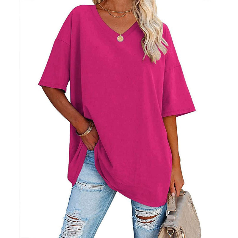 Ladies V-Neck T-Shirt with Half Sleeve