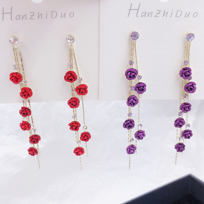 Rose Flower Drop Earrings