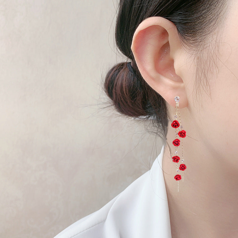 Rose Flower Drop Earrings