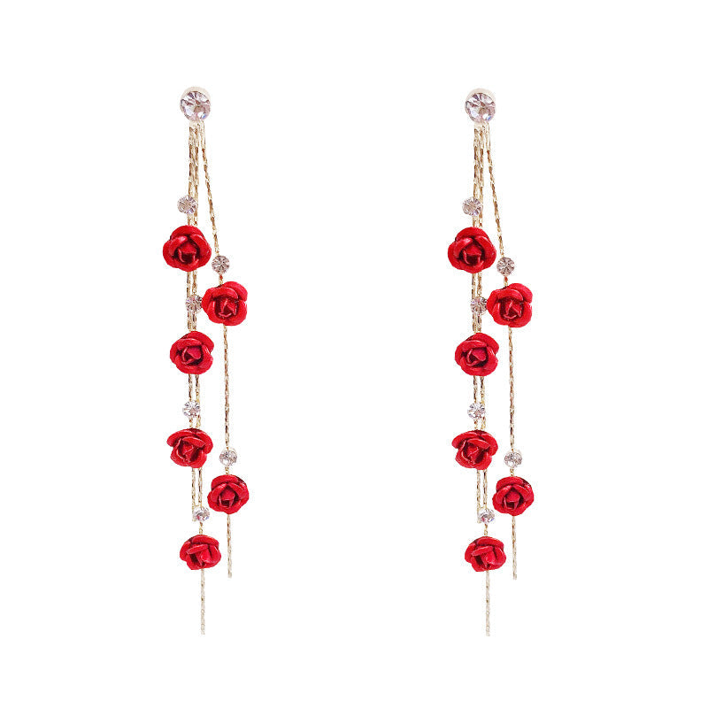 Rose Flower Drop Earrings