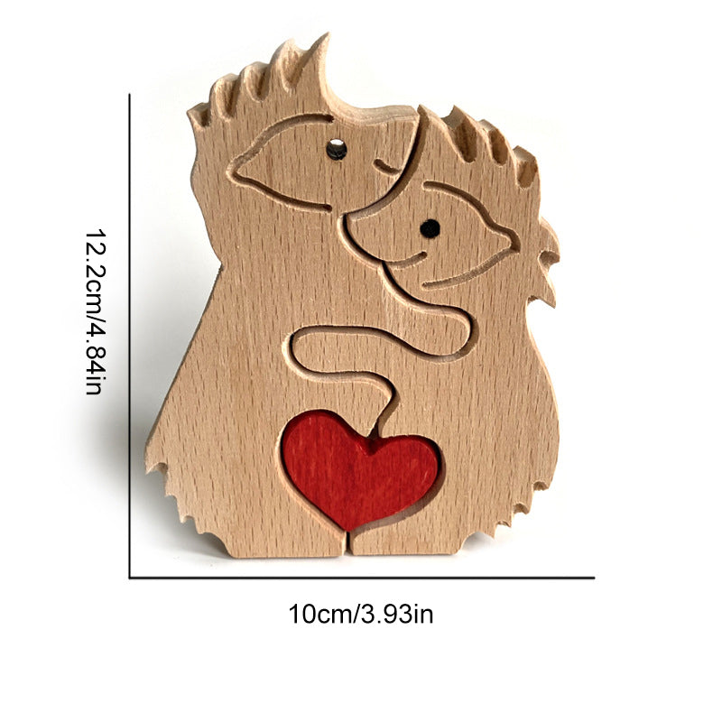 Cute Animal Family Ornament, Wooden Puzzle Figurine - 🎁Love Gift