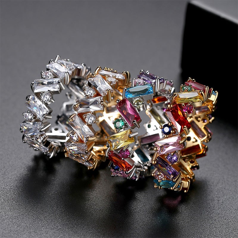 Gift to A Loved One - Rainbow Band Zircon Ring