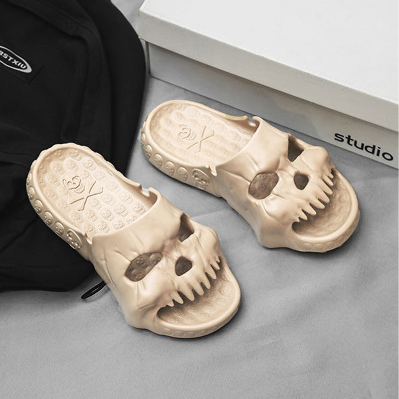 Skull Design Single Band Slippers for Men