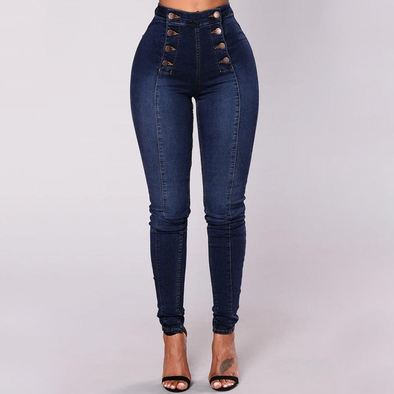 Double Breasted High Waist Skinny Jeans