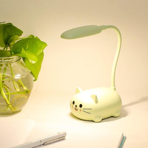 Mini Cartoon Cat LED Eye Protection Reading Lamp USB Rechargeable Desk Lamp